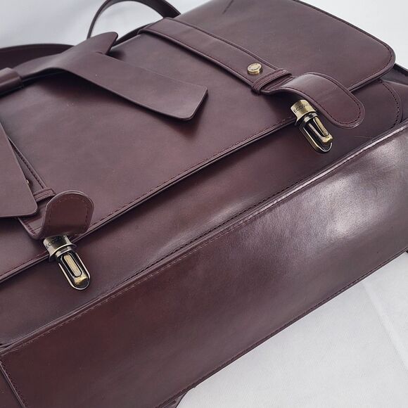 Ecosusi Briefcase Bow Brown Faux Leather Convertible Backpack Messenger Bag - Picture 12 of 16